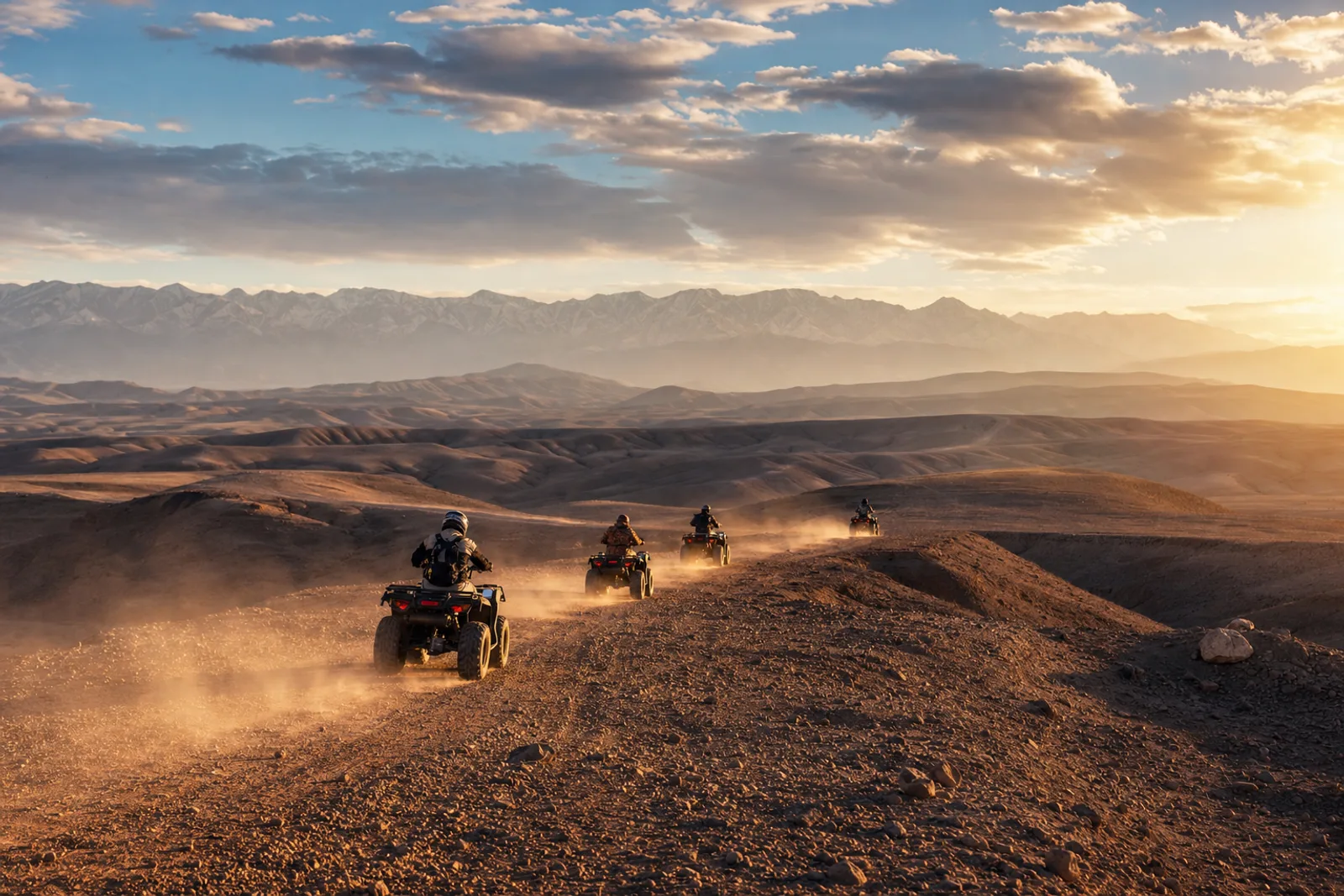 Marrakech by quad, from palm grove to desert - Agafay's lunar desert, the Palmeraie palm grove, the Jbilat hills — all 20 to 60 minutes from town. We compare the quad tours actually worth booking, downsides included. Marrakech by quad, from palm grove to desert